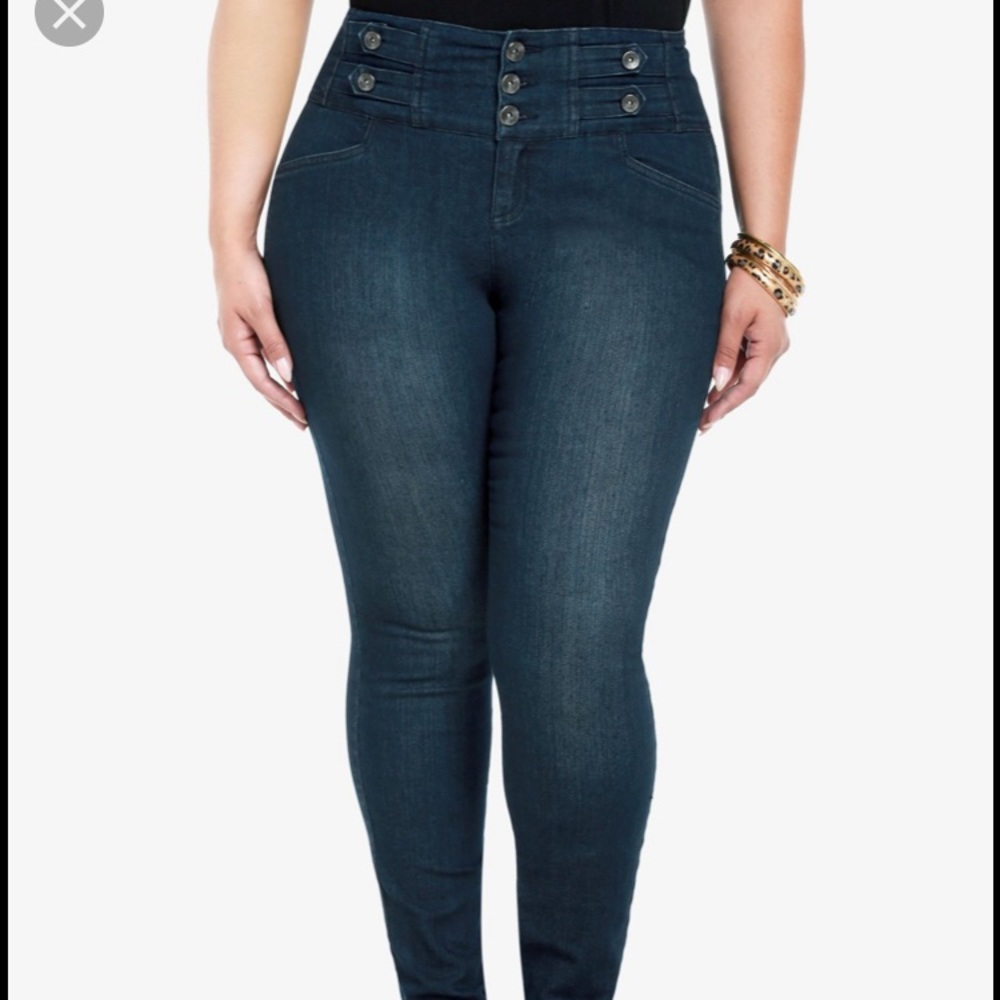 Torrid high waisted, button tab jeans